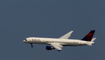 A Delta Air Lines airplane comes in for a landing at LaGuardia Airport in New York