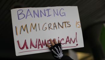 Protestors Rally Against Muslim Immigration Ban At Miami Airport