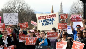 Healthcare rally at the State Capitol in Denver, Colorado.