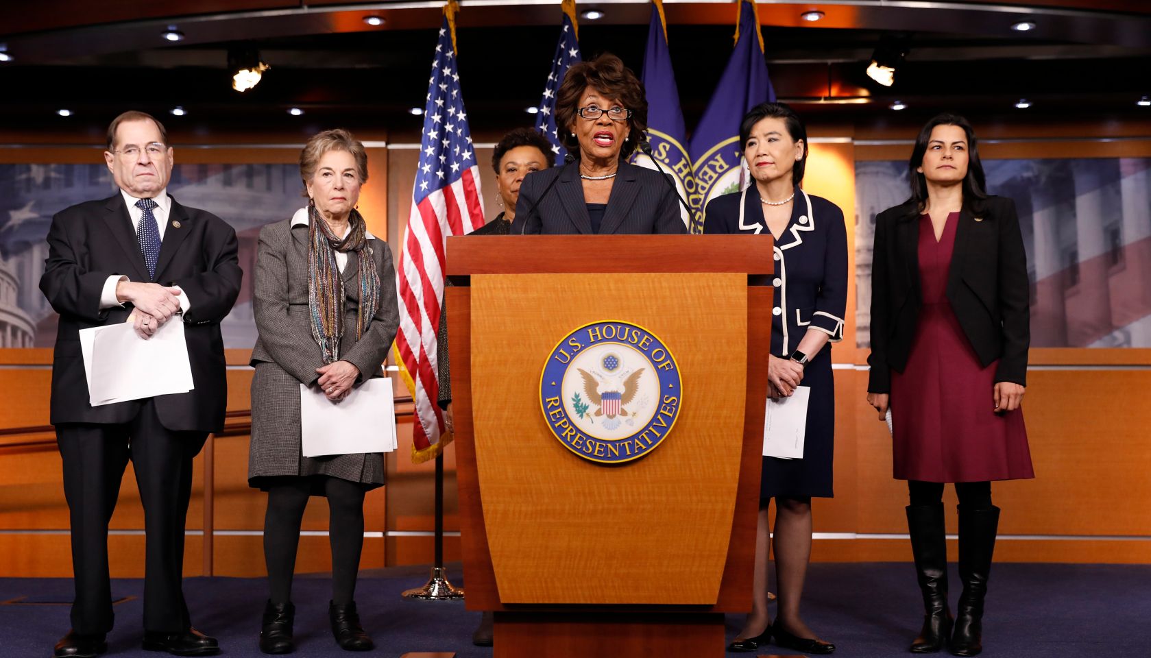 Rep. Maxine Waters Holds Press Conference On Russian Ties To Trump Administration