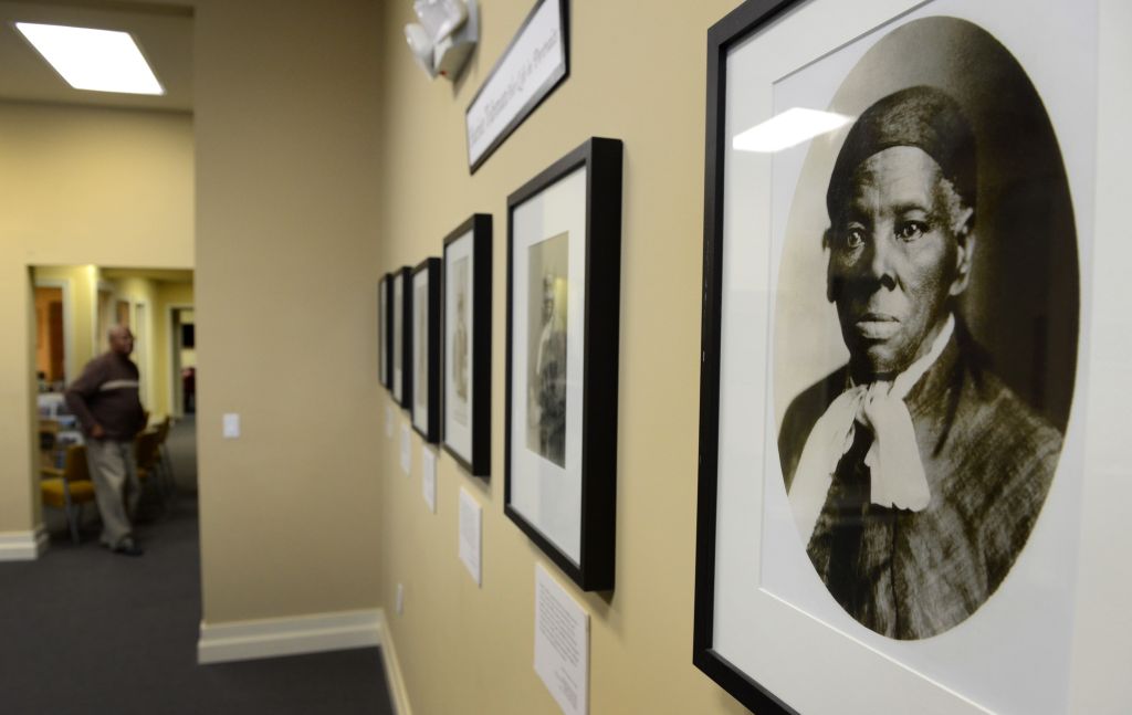 CAMBRIDGE, MD - MARCH 5: Portraits of Harriet Tubman hang in