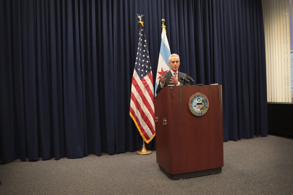 Chicago Mayor Rahm Emmanuel Speaks To The Press After City Council Meeting