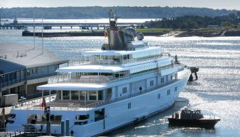 David Geffen's yacht Rising Sun came into Portland on Tuesday morning, September 24, 2013.