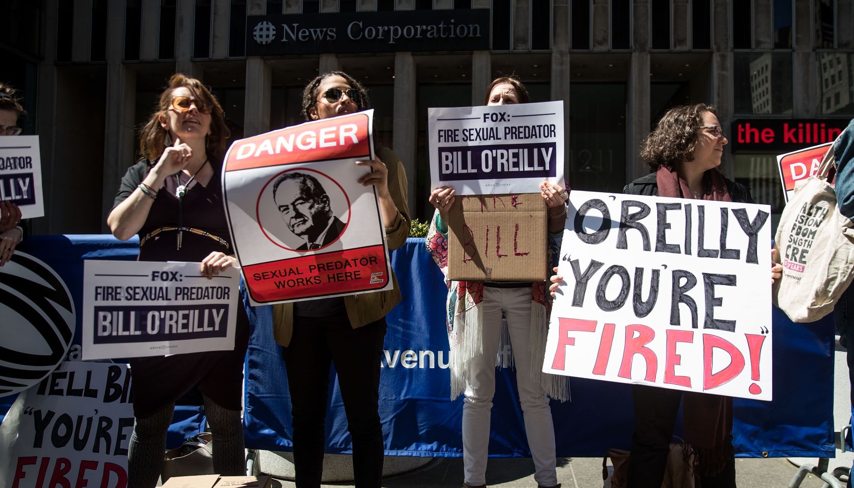 Protestors Call For Removal Of Bill O'Reilly At Fox News HQ In New York