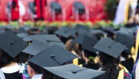 graduation caps during commencement