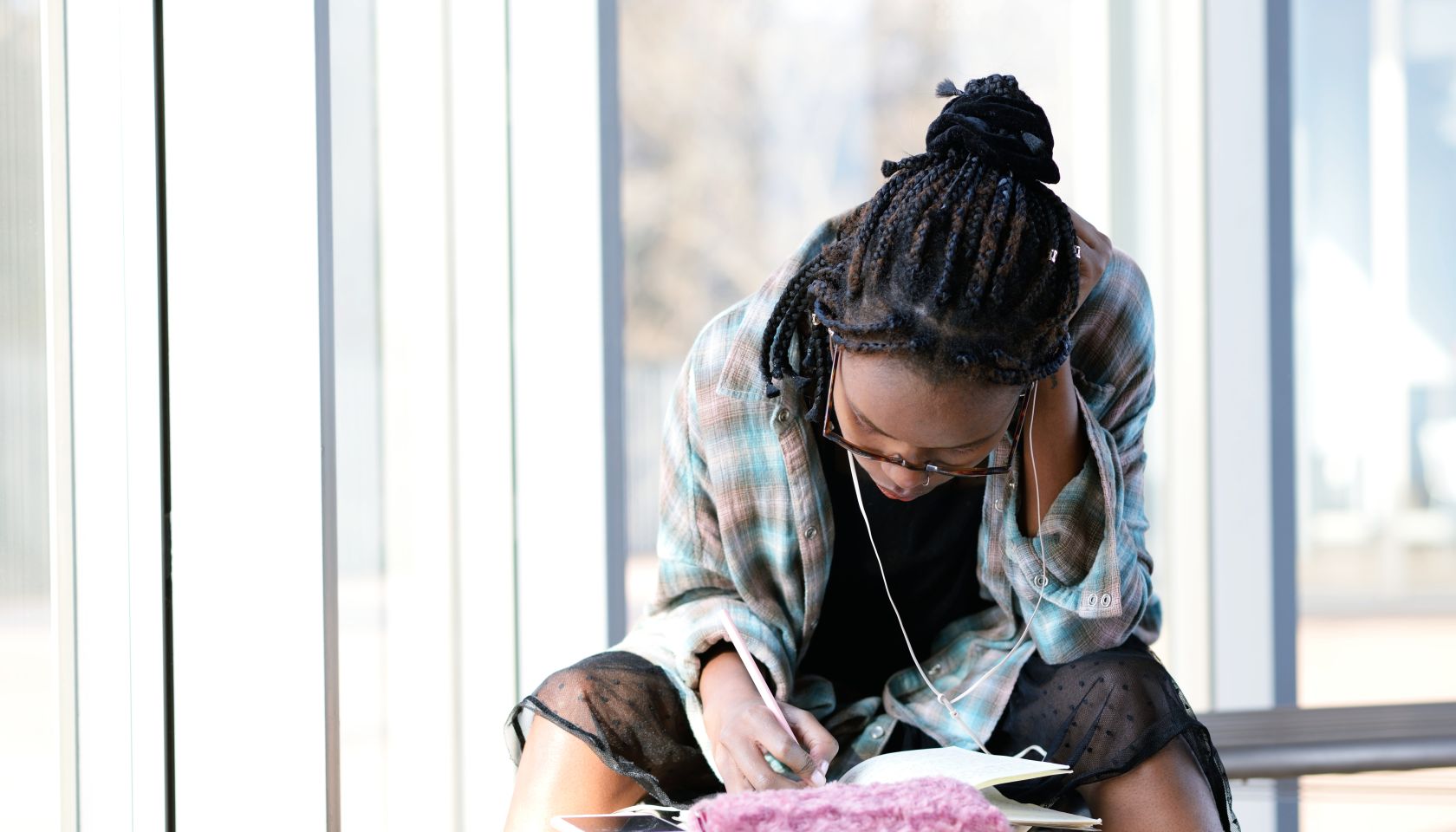 Young writer at work