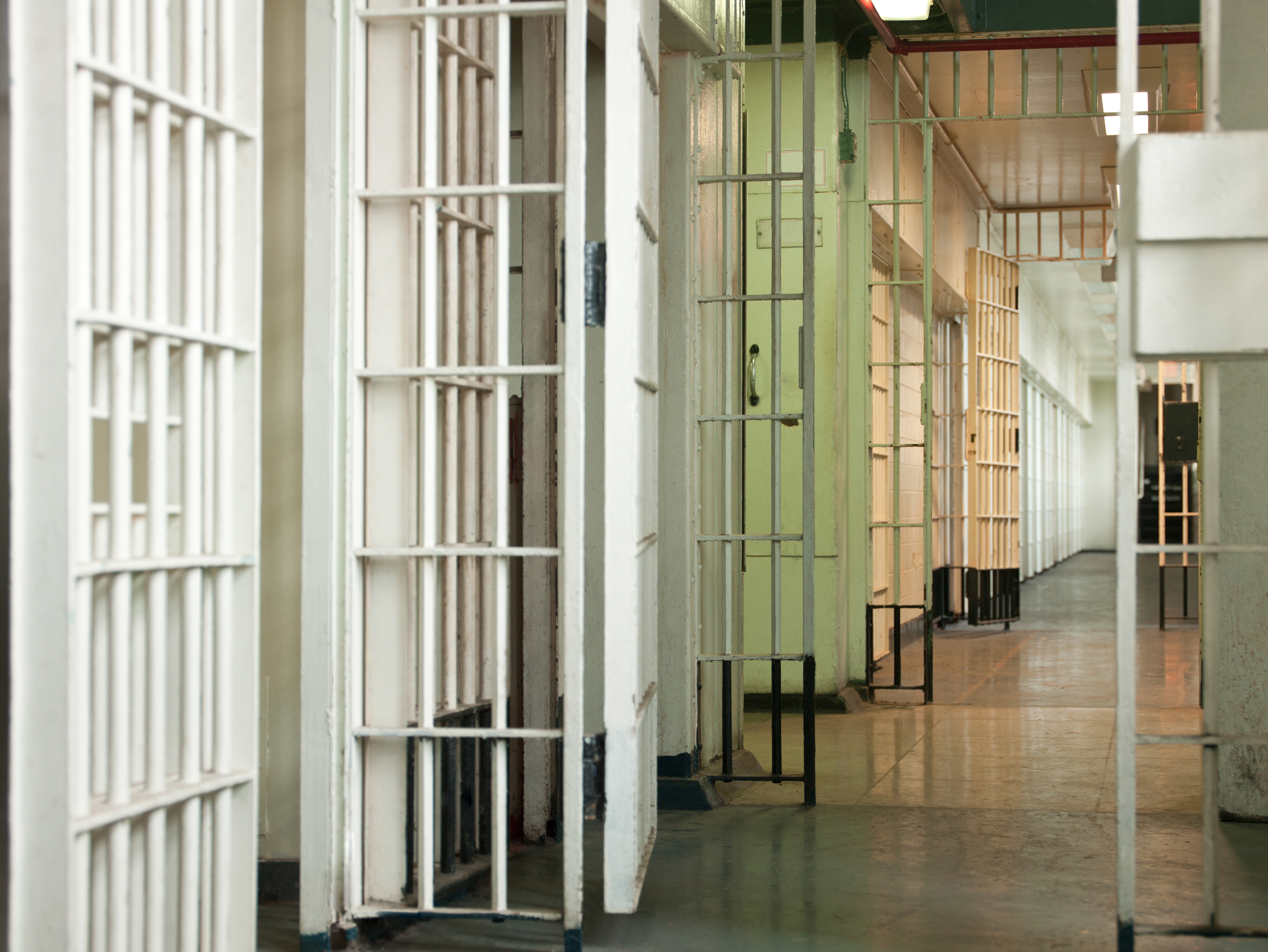 View of empty corridor in prison