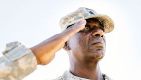 Black soldier saluting