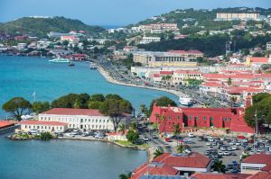 View over Charlotte Amalie, capital of St. Thomas, with Fort Christian, US Virgin Islands, West Indies, Caribbean, Central America