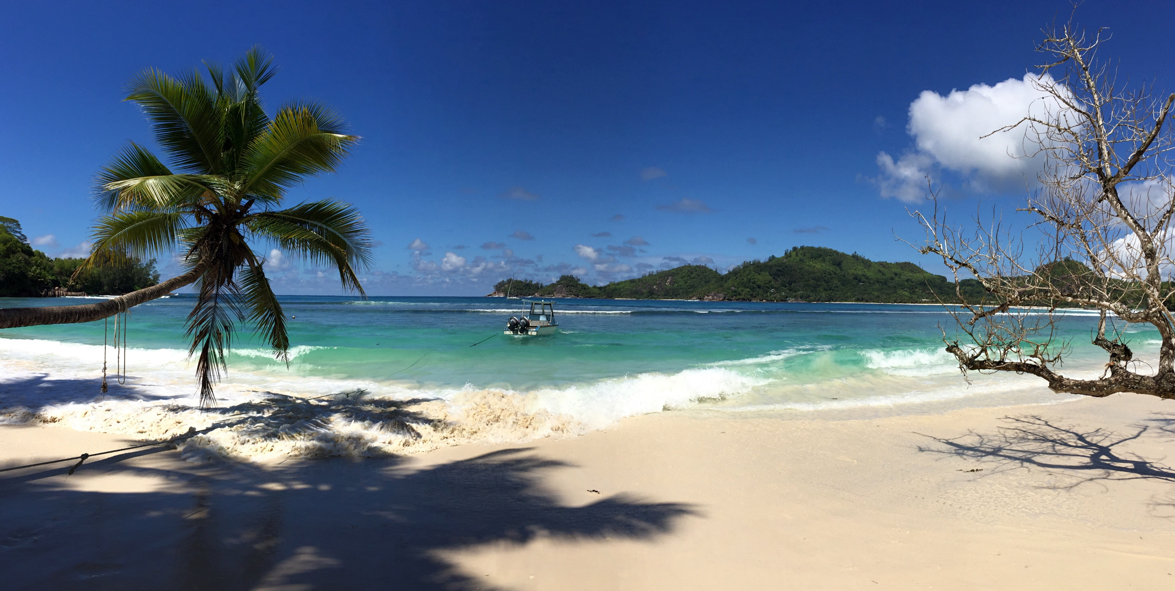 Scenic View Of Beach Against Blue Sky