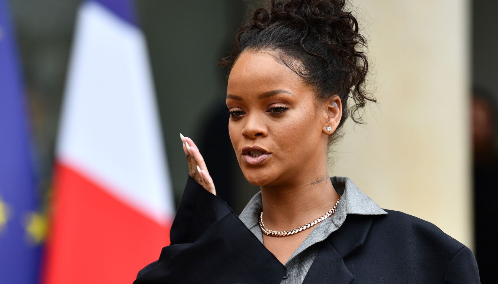 Rihanna at the Elysee Palace