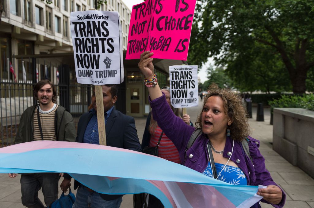 Protest Against Donald Trump's Transgender Military Ban In London