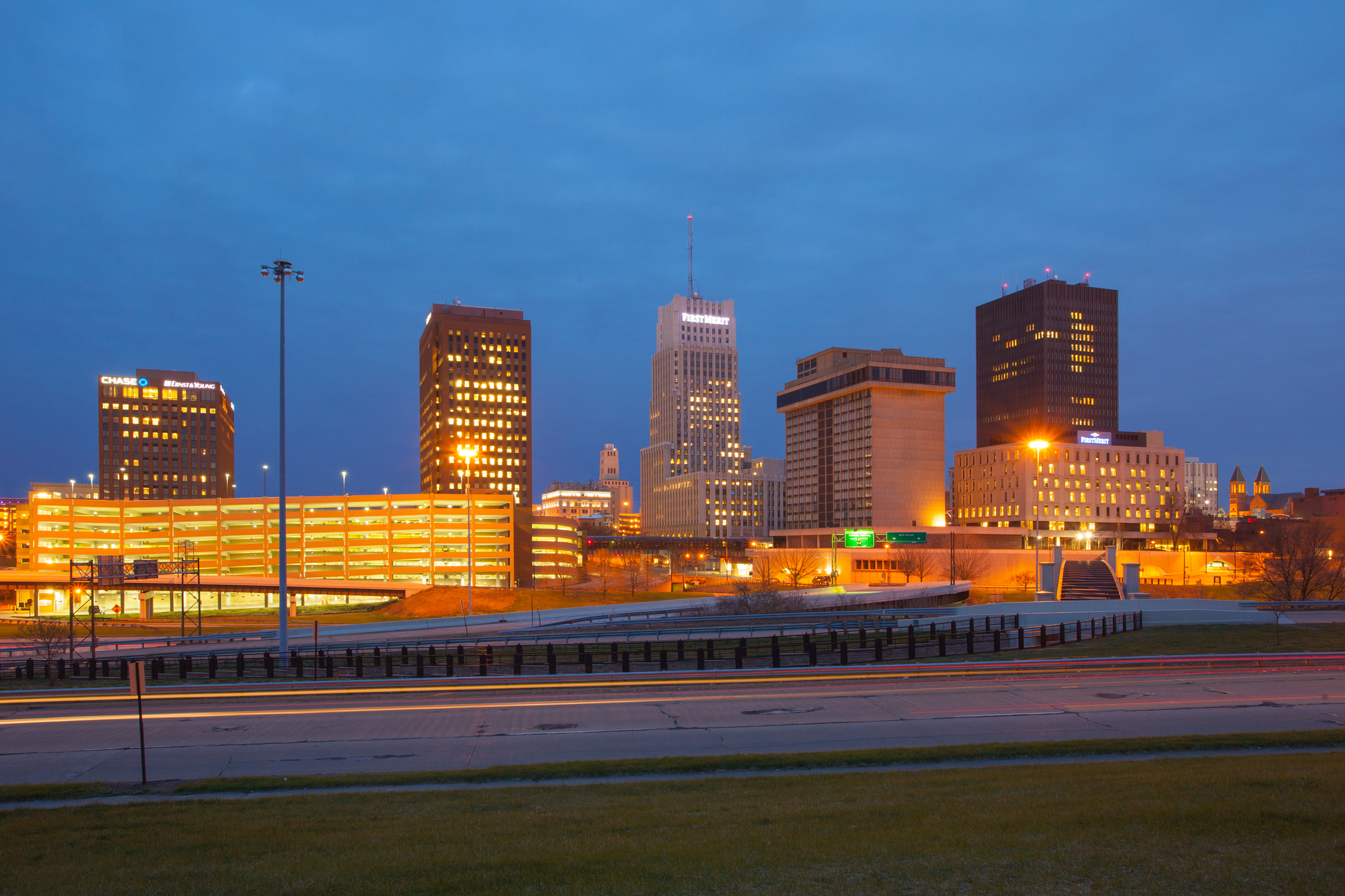 Akron, Ohio downtown skyline