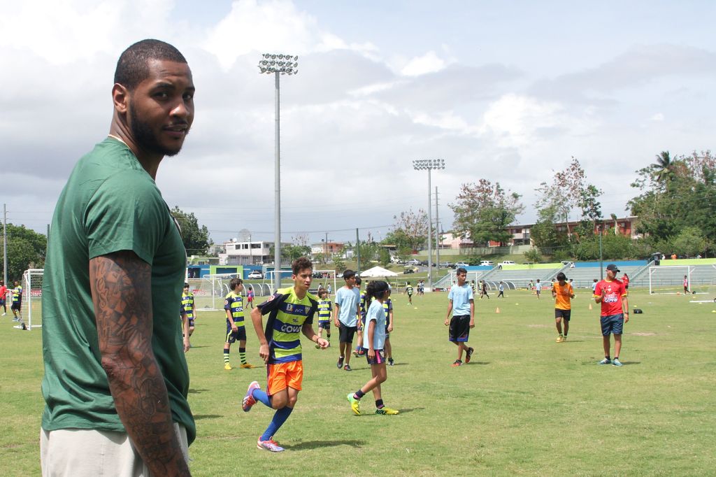 Carmelo Anthony Attends Soccer Clinics For Children