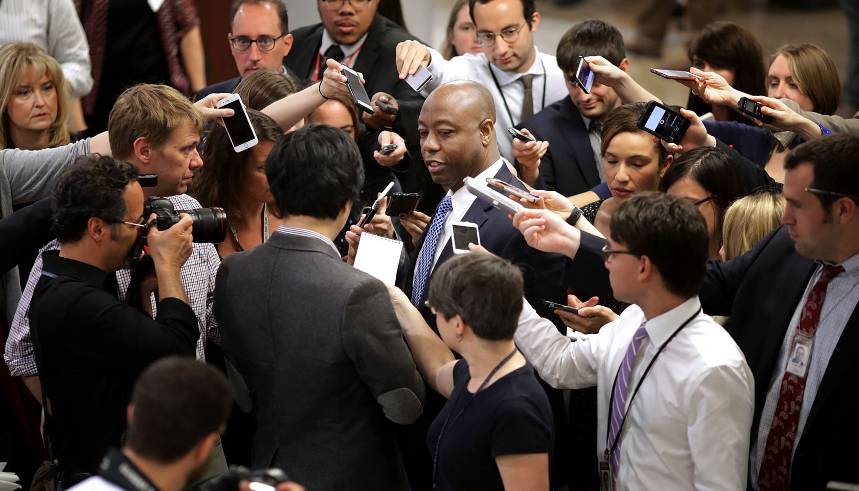 Senate Lawmakers Speak To Press After Weekly Policy Luncheons