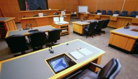 Interior of Courtroom with Computers