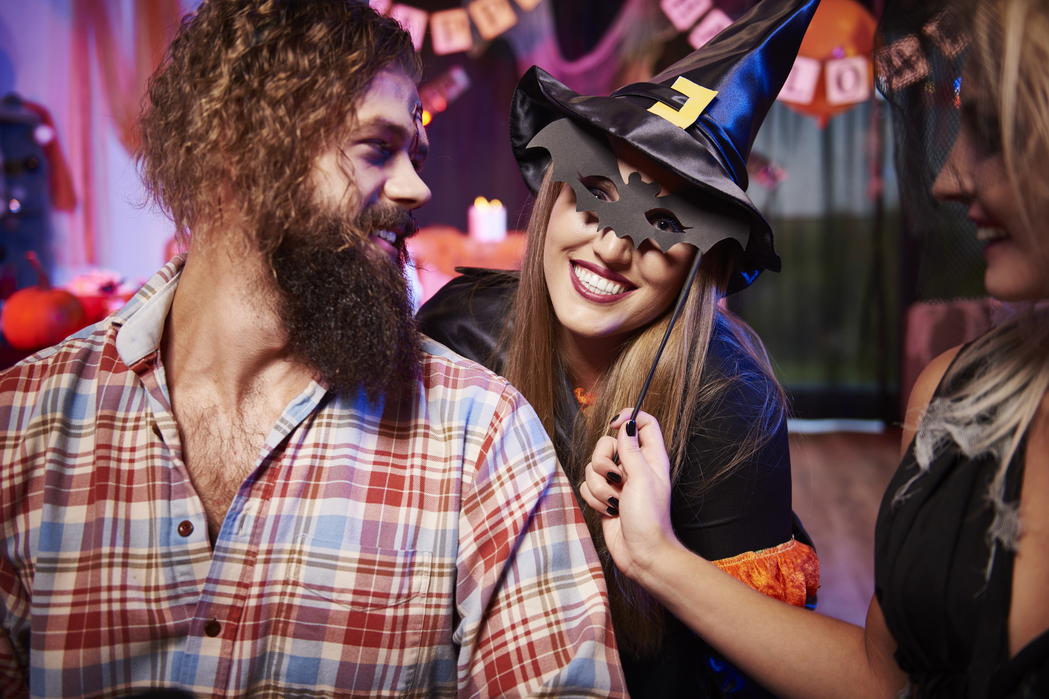 Dressing up in a bat mask. Debica, Poland