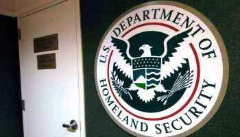 BLAINE, WASHINGTON-Feb. 28, 2005-The sign next to the door for the U.S. Department of Homeland Security, U.S. Immigration and Customs Enforcement, in Blaine, Washington, a border town. (THE DENVER POST PHOTO BY LYN ALWEIS)