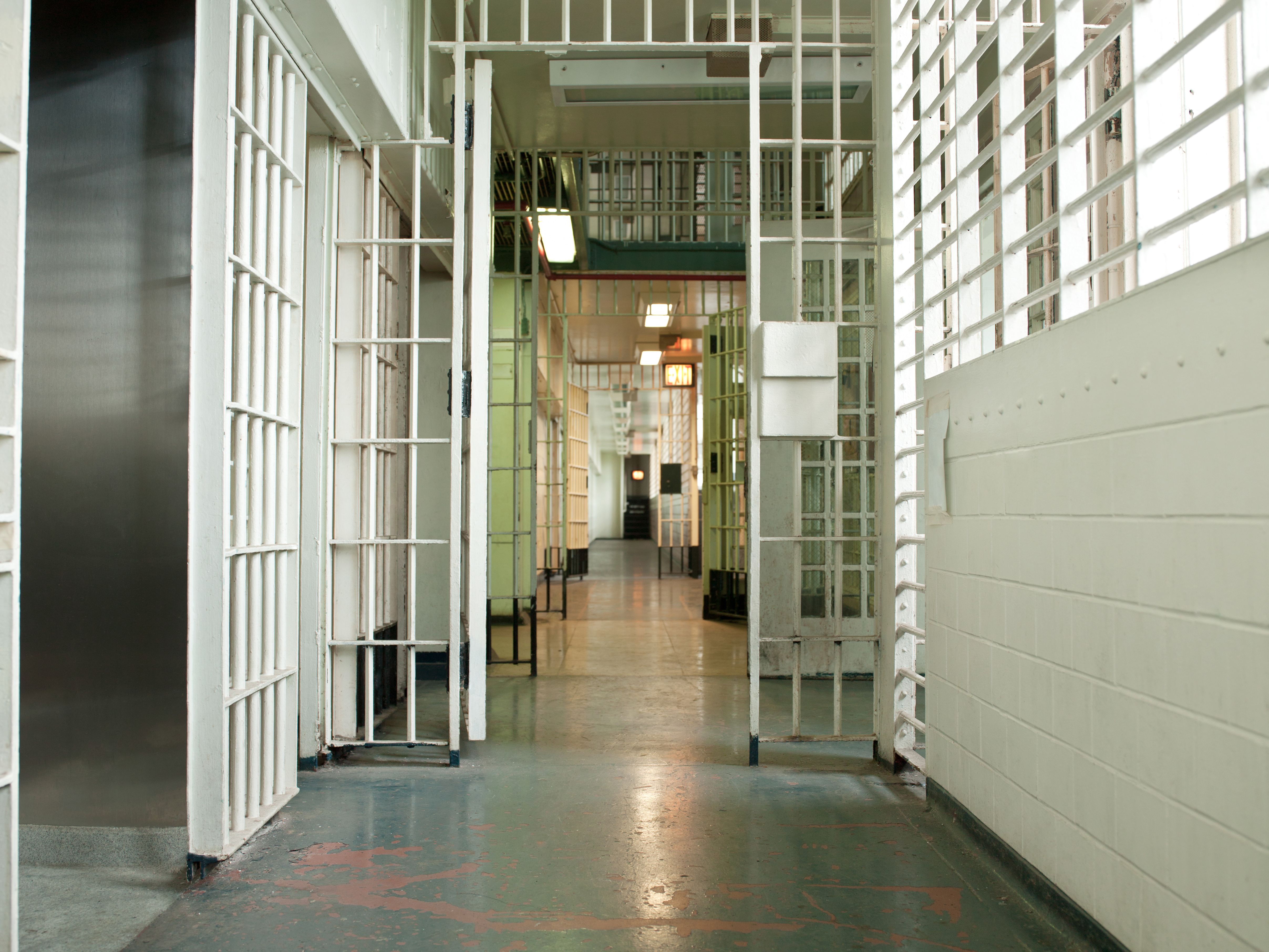 View of empty corridor in prison