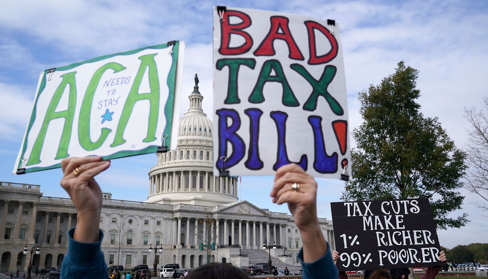 Congressional Democrats Speak At Rally Protesting GOP Tax Bill On Capitol Hill