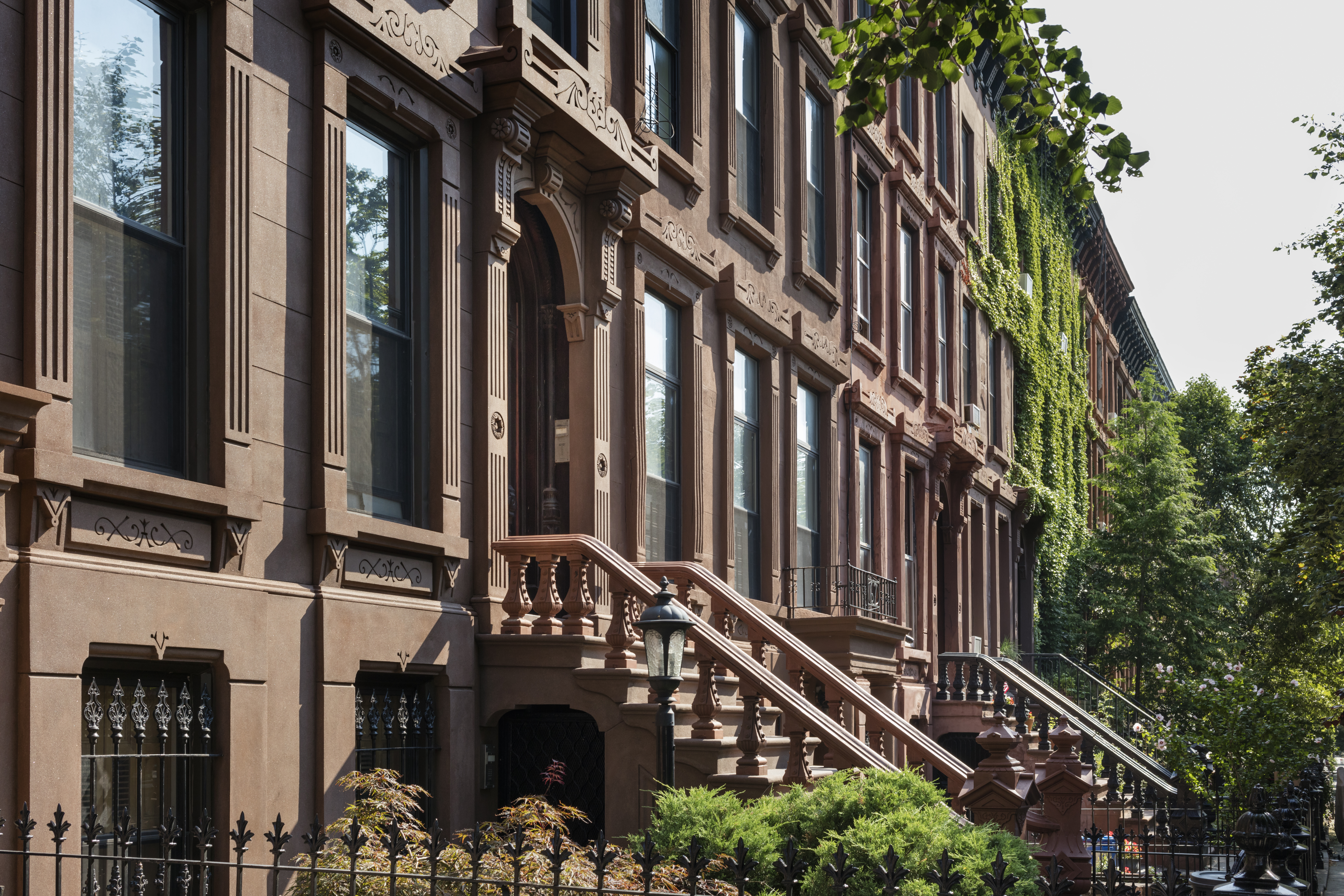 Brownstone Rowhouses in the Bedford-Stuyvesant Historic District in Brooklyn