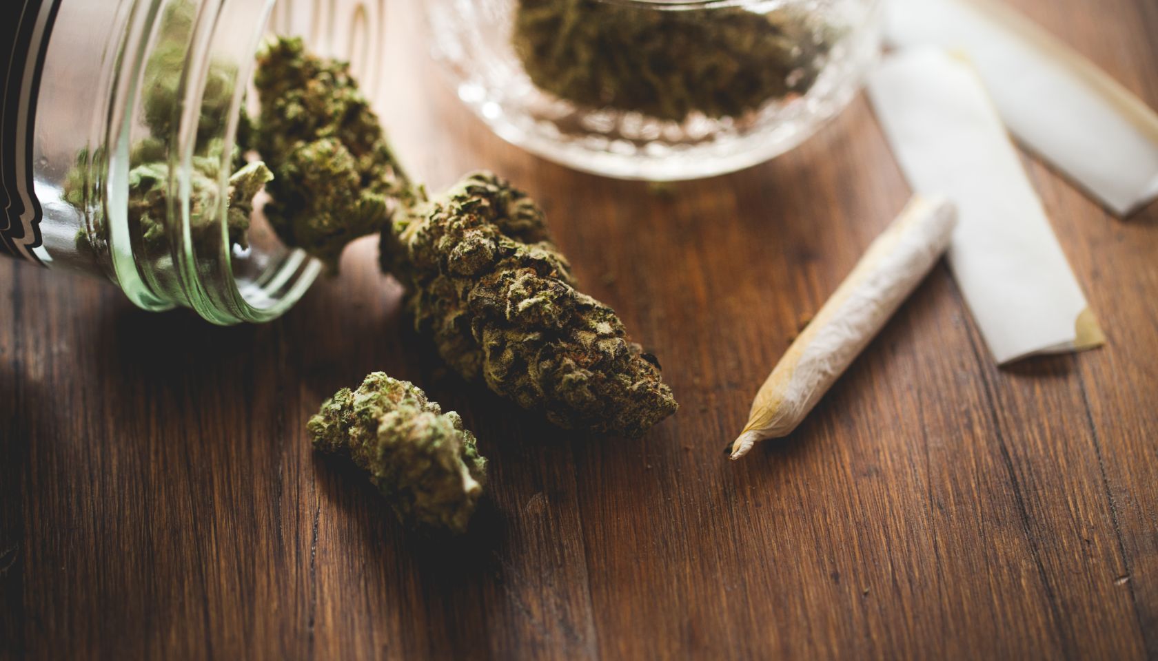 Marijuana in a jar. Cannabis joint. Medical or recreative