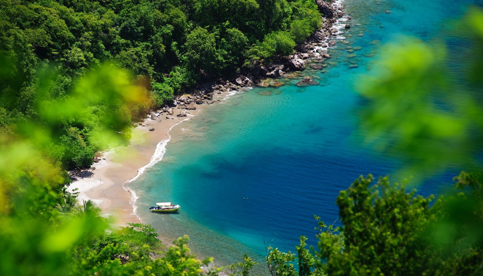 Secluded beach in Saint Lucia.