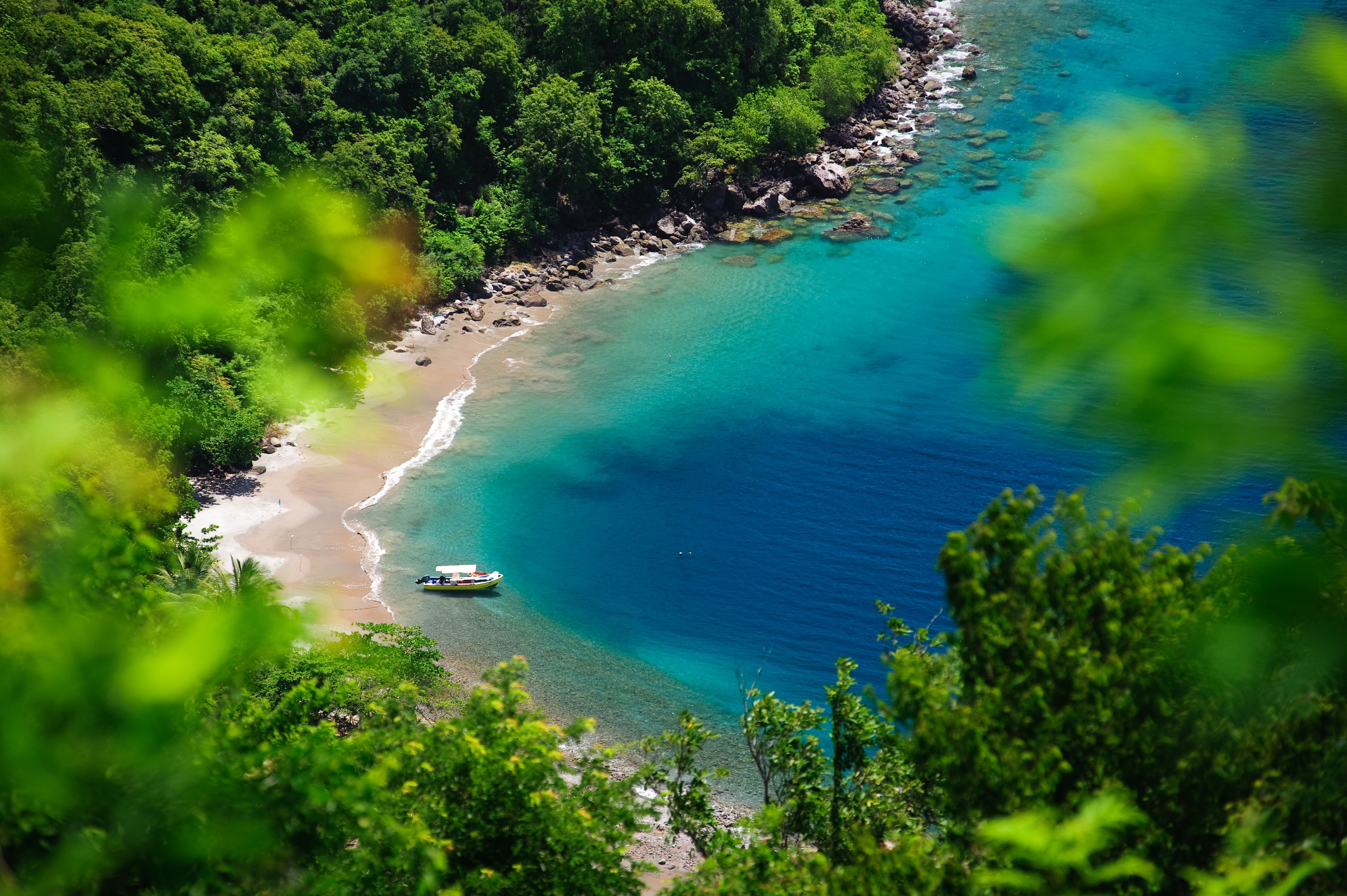 Secluded beach in Saint Lucia.