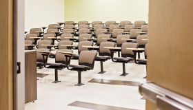 Seats in empty lecture hall