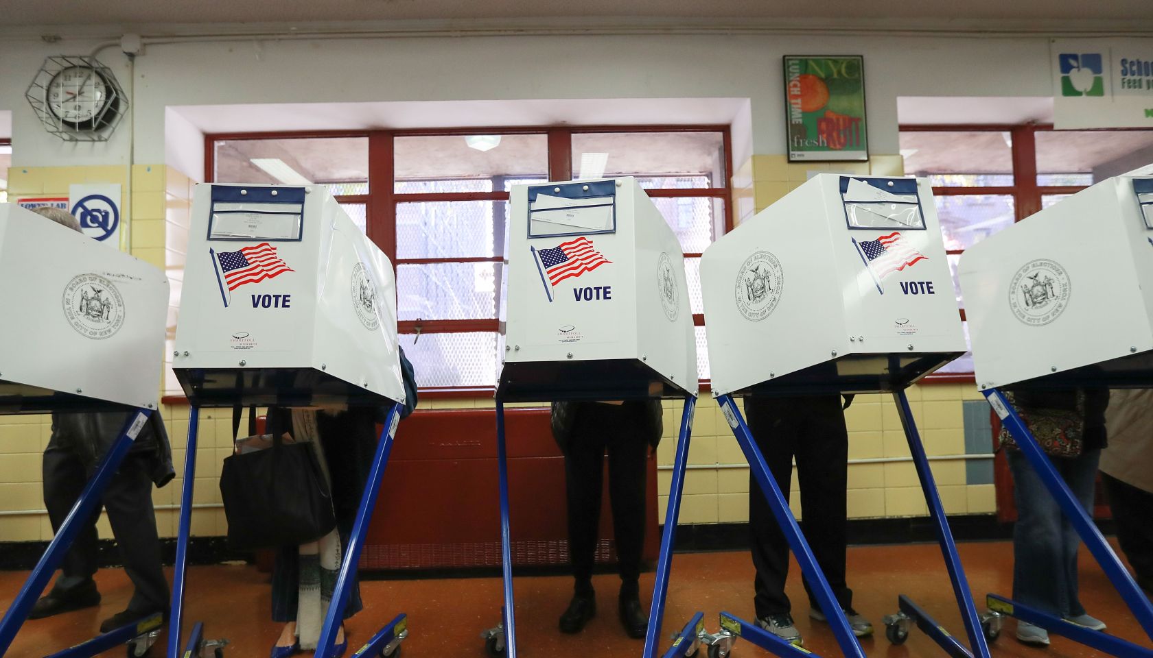 Nation Goes To The Polls In Contentious Presidential Election Between Hillary Clinton And Donald Trump