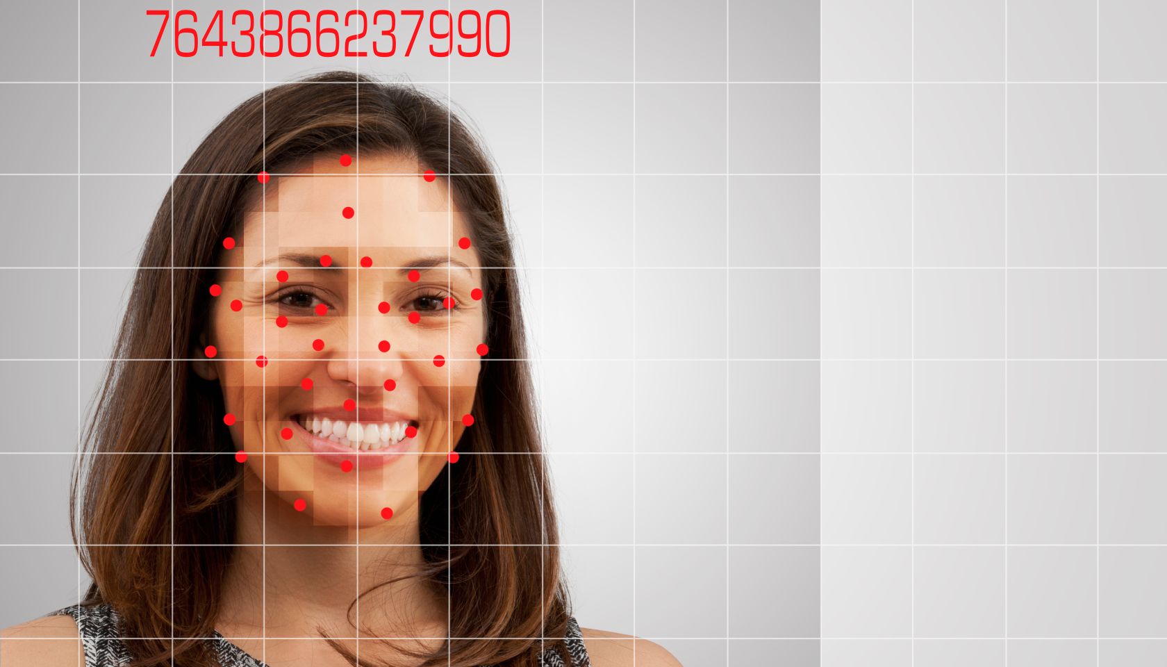 Facial recognition of smiling mixed race woman