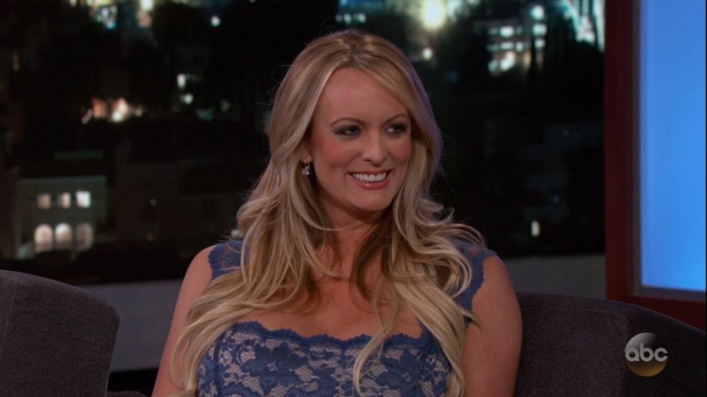 Stormy Daniels during an appearance on ABC's Jimmy Kimmel Live!'