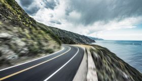 coastal road,blurred motion