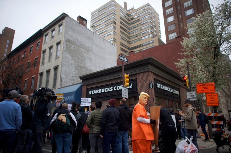 Scenes From The Demonstration Against Racism At Starbucks