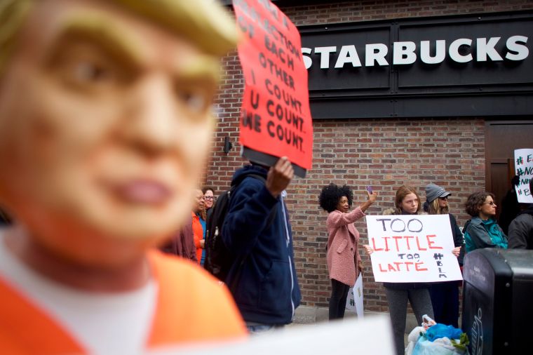 Scenes From The Demonstration Against Racism At Starbucks