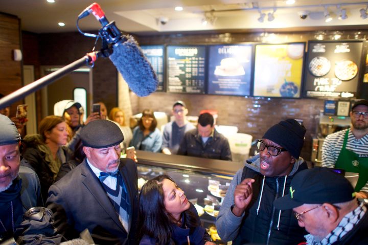 Scenes From The Demonstration Against Racism At Starbucks