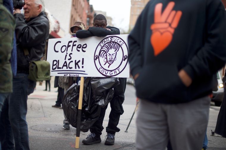 Scenes From The Demonstration Against Racism At Starbucks