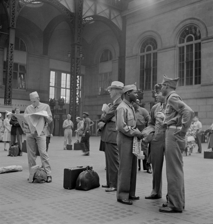 Soldiers Waiting for Train, Pennsylvania Station, New York City, New York