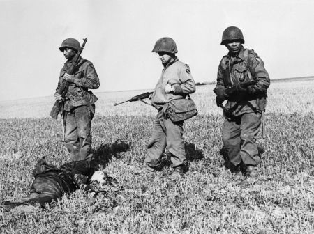 African American Infantrymen with Dead SS Trooper
