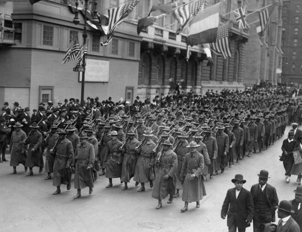 African American Troops Marching Up Fifth Avenue