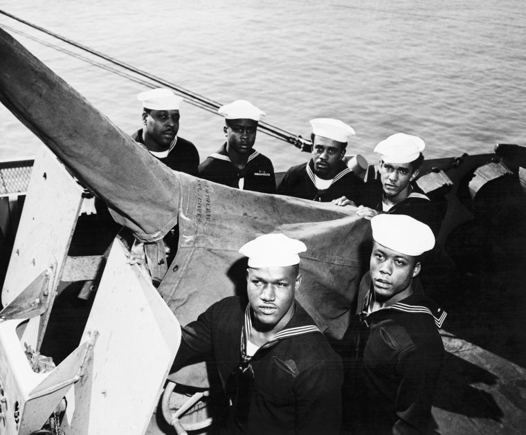 Heroic Black Sailors Posing with Gun