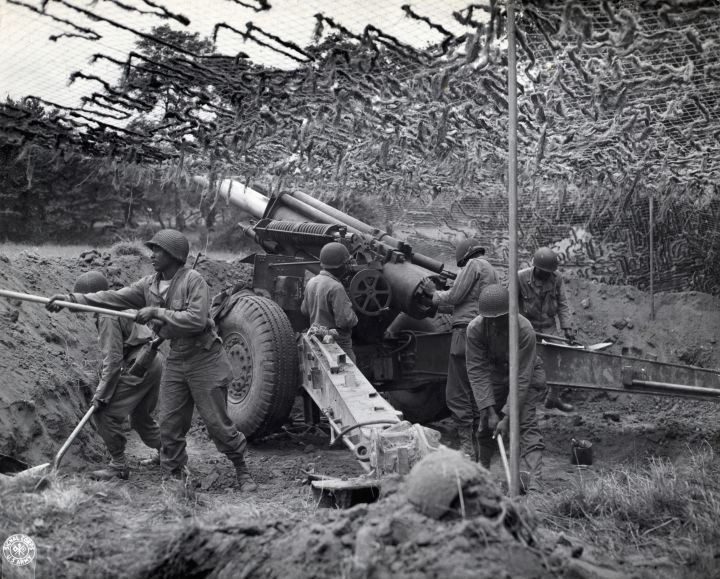 Black Troops Working Howitzer