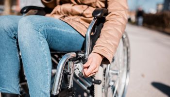 Close up of a woman in a wheelchair