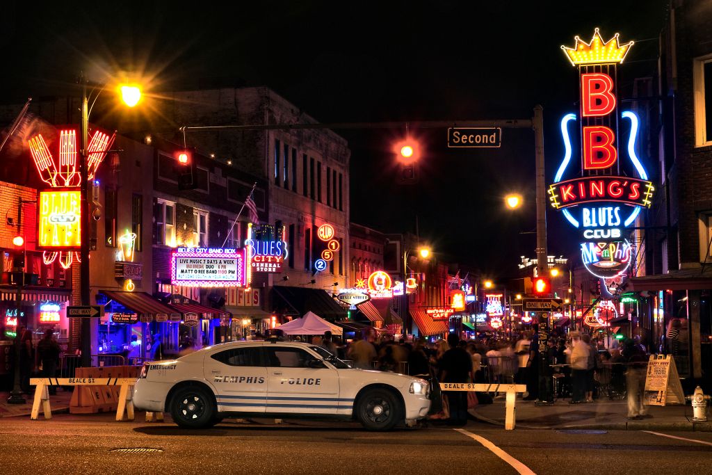 Beale Street in Memphis Tennessee at night