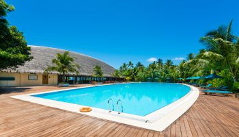Swimming pool in Maldives, Herathera island, Addu atoll