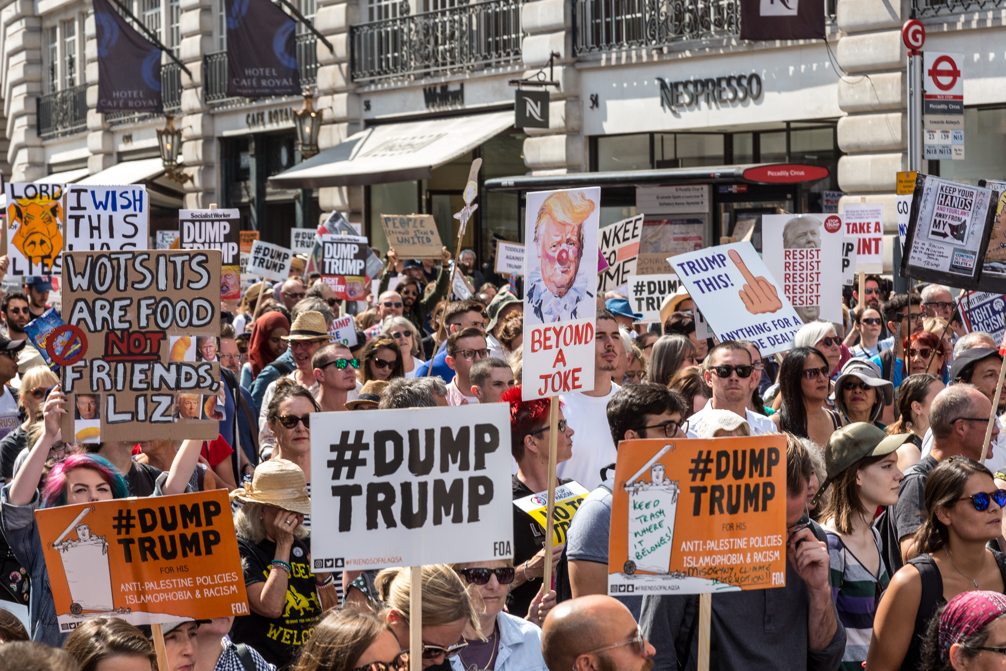 Demonstrators Protest Trump Visit