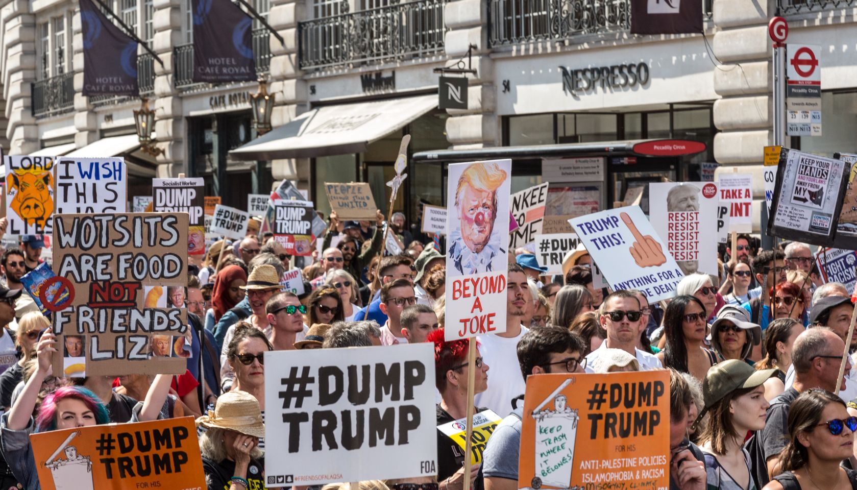 Demonstrators Protest Trump Visit