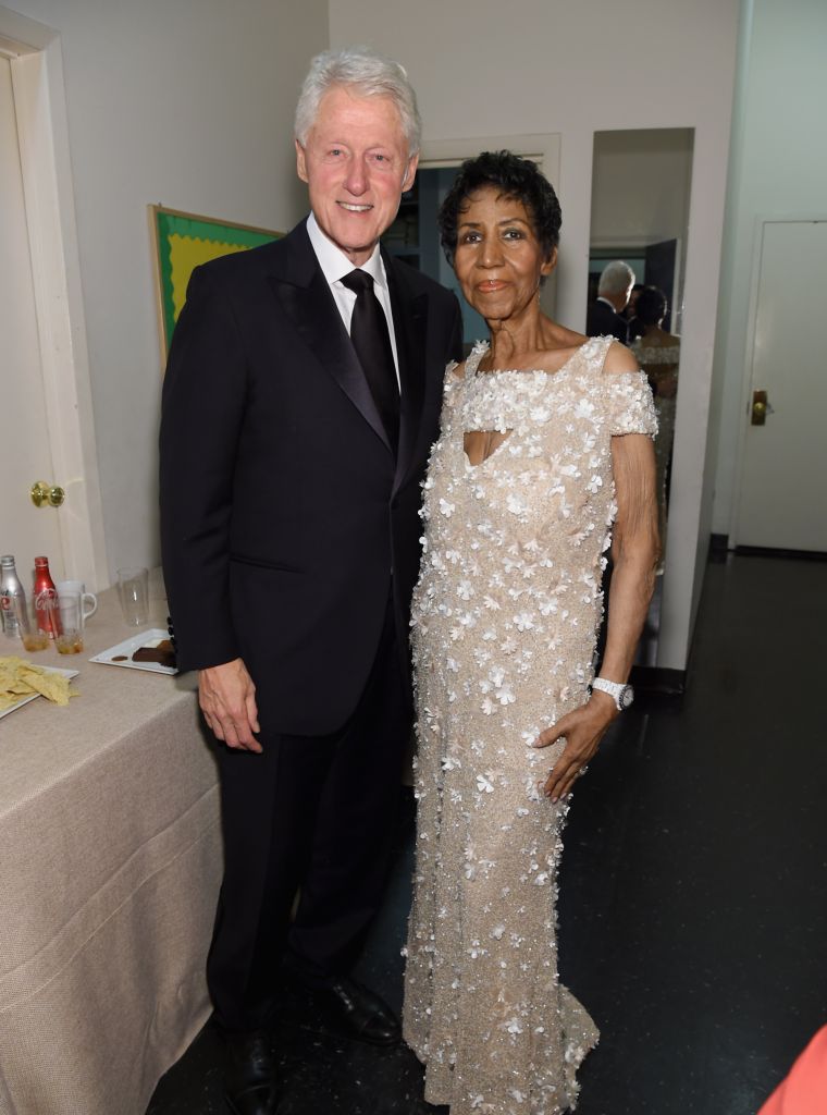 Aretha With Clinton At The Elton John AIDS Foundation Gala In 1997