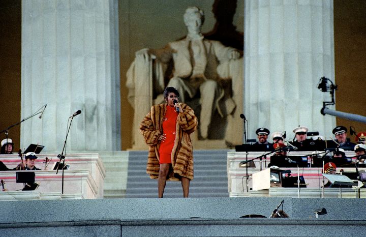 Aretha Franklin performs at the Lincoln Memorial