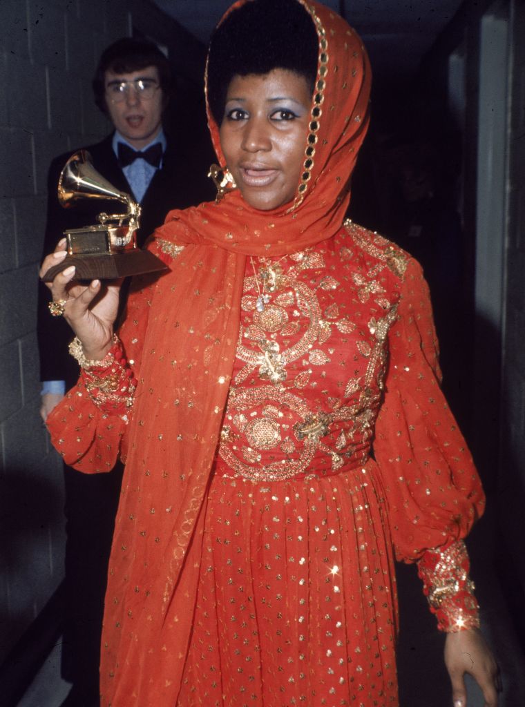 Aretha Franklin With Her Grammy Award
